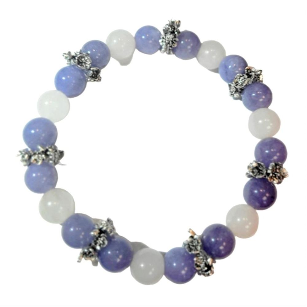 Natural Angelite and Selenite Crystal With Butterflies Flora...