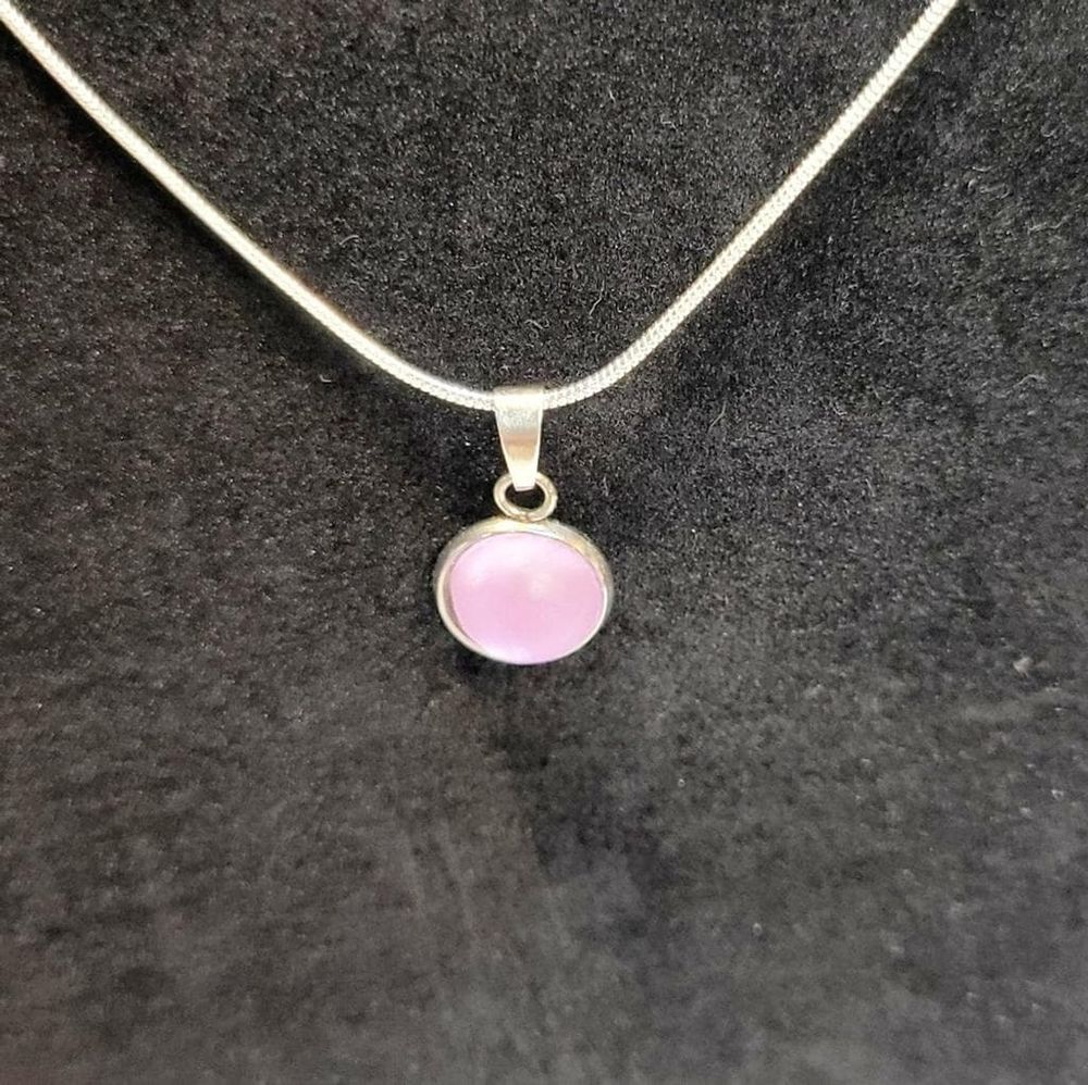 Light pink crystal rhinestone 925 stamped sterling silver ne...