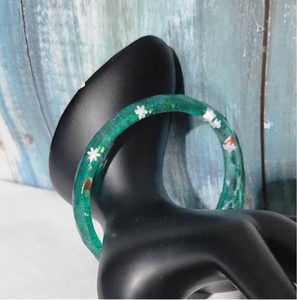 Handcrafted Christmas themed resin bracelet