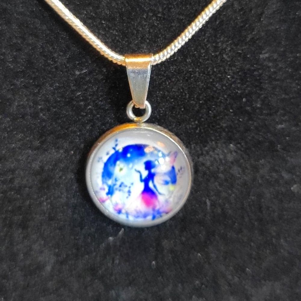 Hand crafted Fairy pendant necklace on 925 Sterling Silver c...