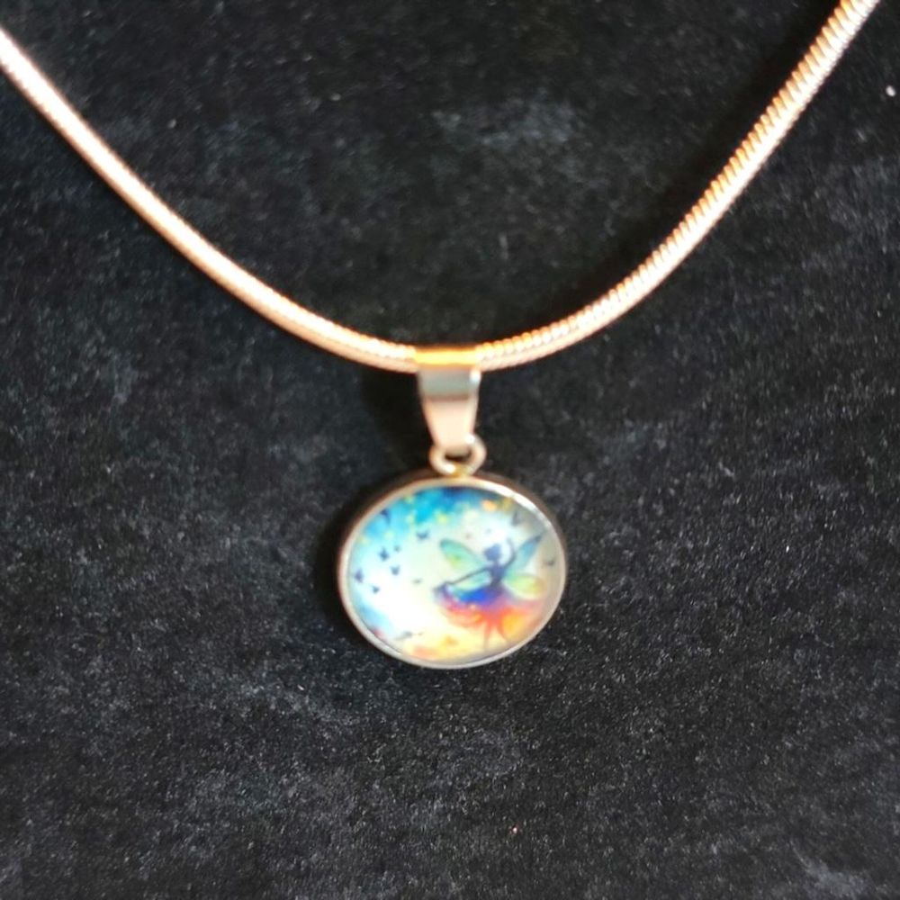 Hand crafted Fairy pendant necklace on 925 Sterling Silver c...