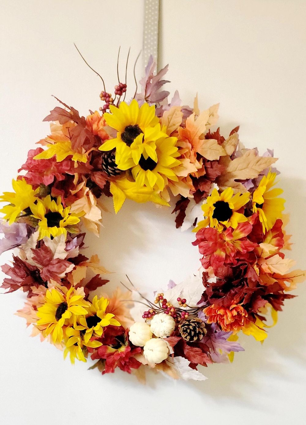 Hand Crafted Festive Fall Autumn Thanksgiving Wreath Door Ha...