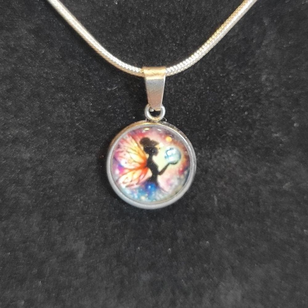 Hand crafted Fairy pendant necklace on 925 Sterling Silver c...