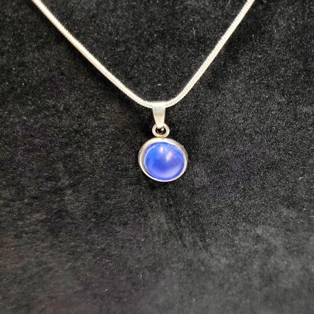Dark blue crystal rhinestone 925 stamped sterling silver nec...