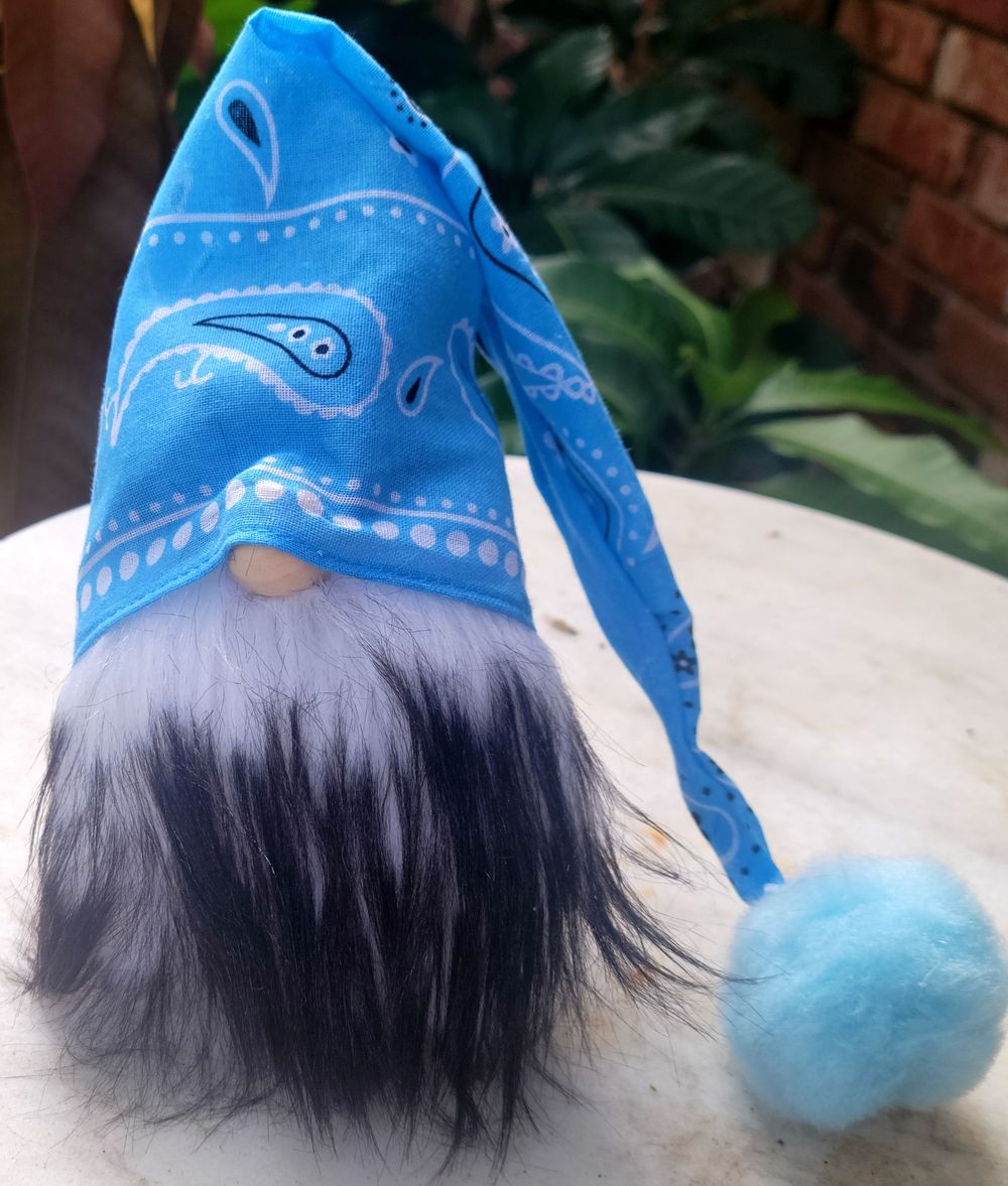 Biker Gnome, Slouchy Hat Bandana Gnome, Motorcycle Decor, Mo