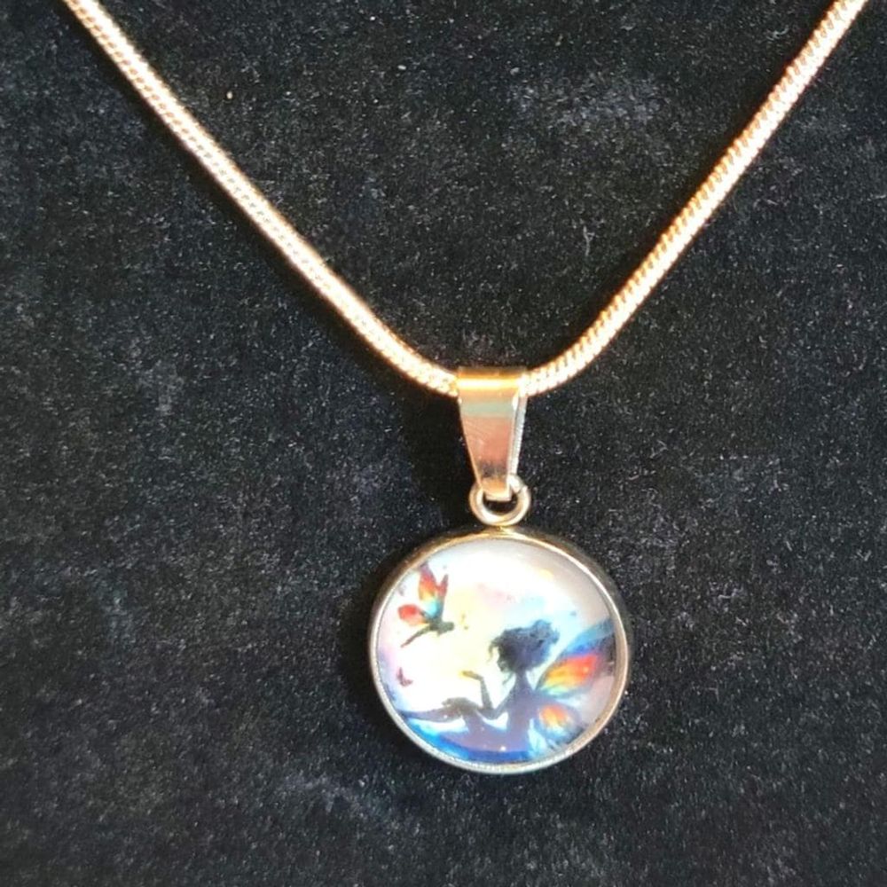 Hand crafted Fairy pendant necklace on 925 Sterling Silver c...