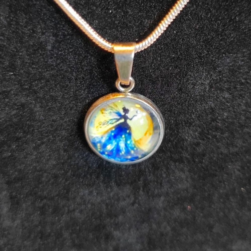 Hand crafted Fairy pendant necklace on 925 Sterling Silver c...