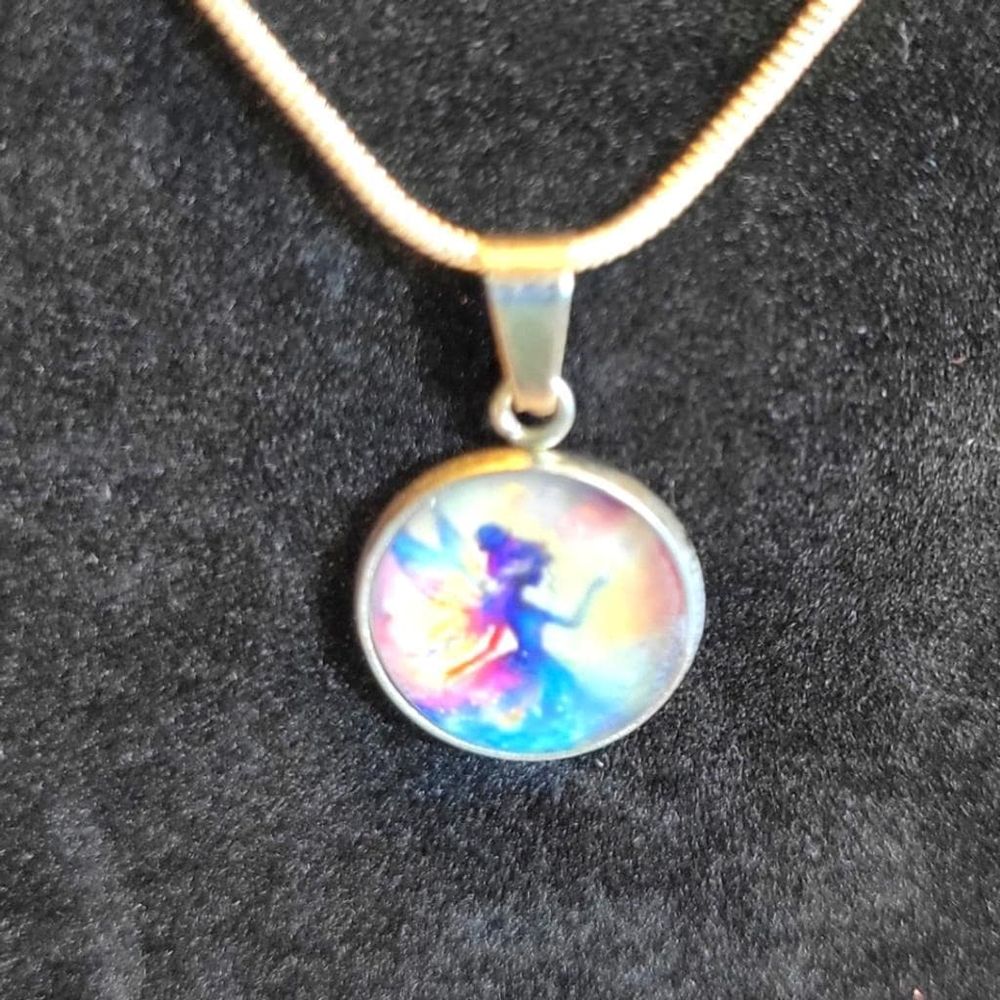 Hand crafted Fairy pendant necklace on 925 Sterling Silver c...