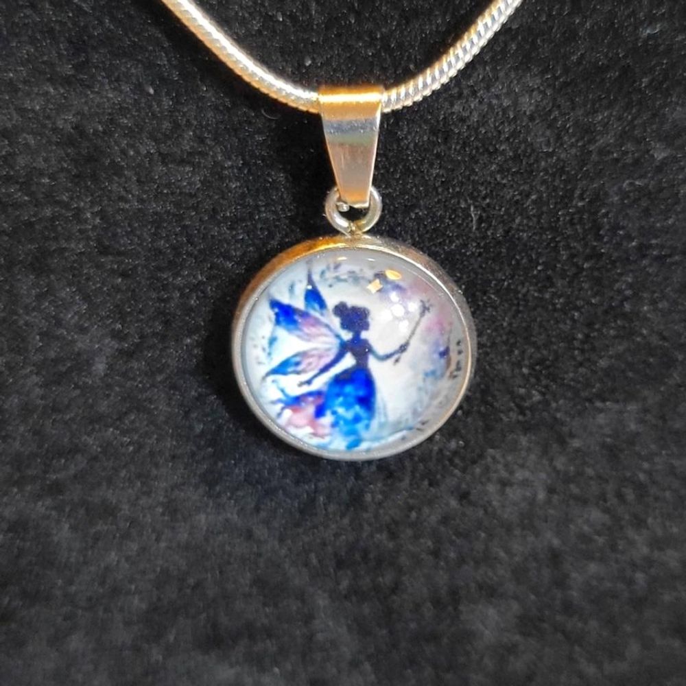 Hand crafted Fairy pendant necklace on 925 Sterling Silver c...