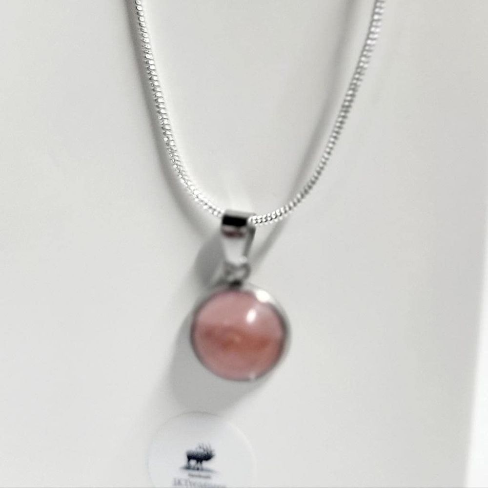 Natural Rose Quartz Crystal Pendant 925 Sterling Silver Neck...