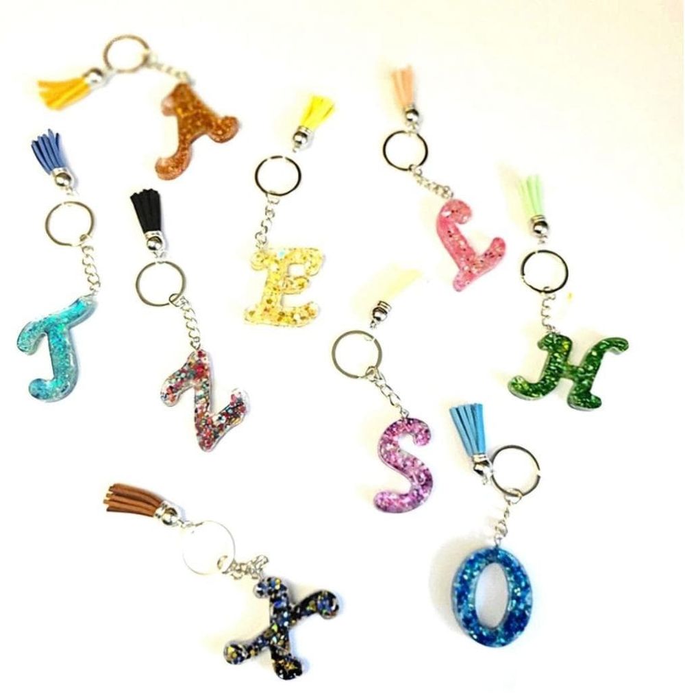 Personalized, 1.5" Resin,Shattered Glass,Glittery, Alphabet ...