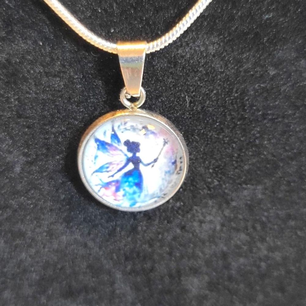 Hand crafted Fairy pendant necklace on 925 Sterling Silver c...