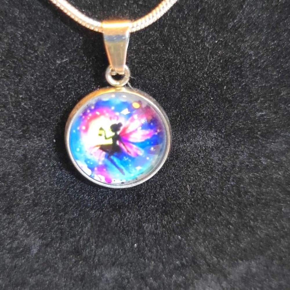 Hand crafted Fairy pendant necklace on 925 Sterling Silver c...